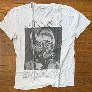 Foreign Exchange White Short Sleeve Graphic Tee with Black Print